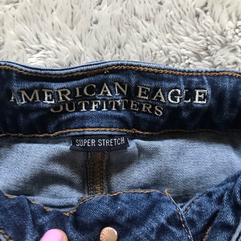 dark wash american eagle shorts